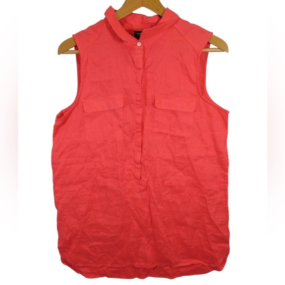 Jones New York Linen Sleeveless Blouse – Red, Size Medium, Classic Summer Staple - Picture 2 of 4